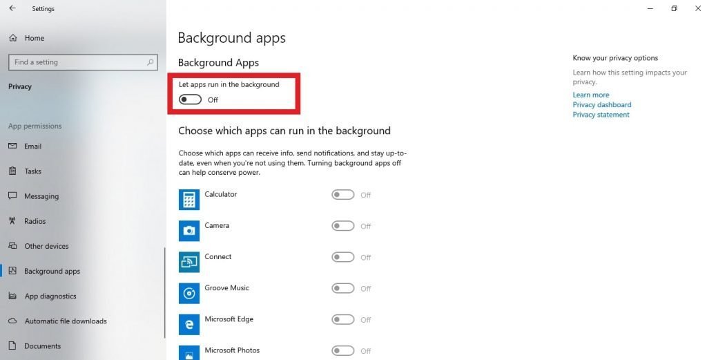 windows settings background apps