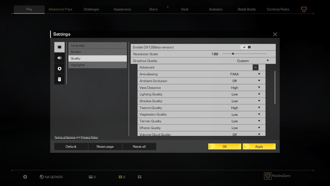 graphics settings Ring of elysium