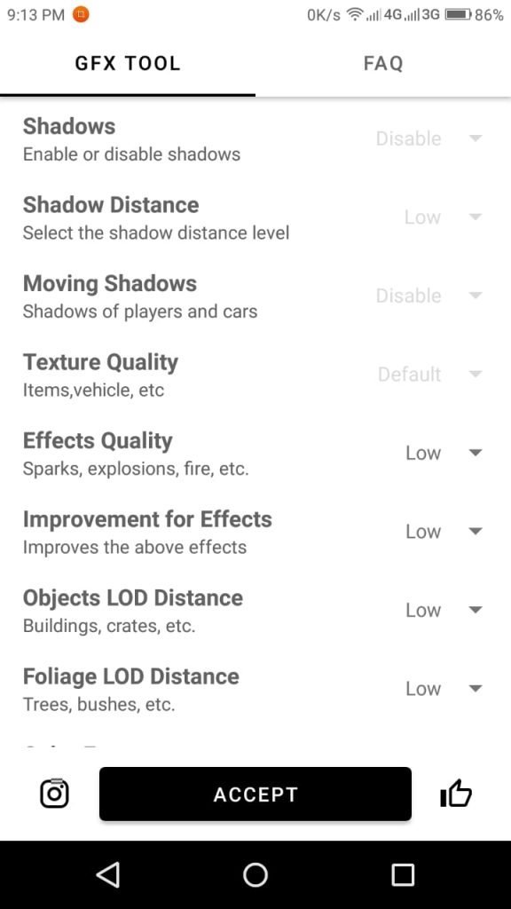 gfx tool settings for pubg mobile