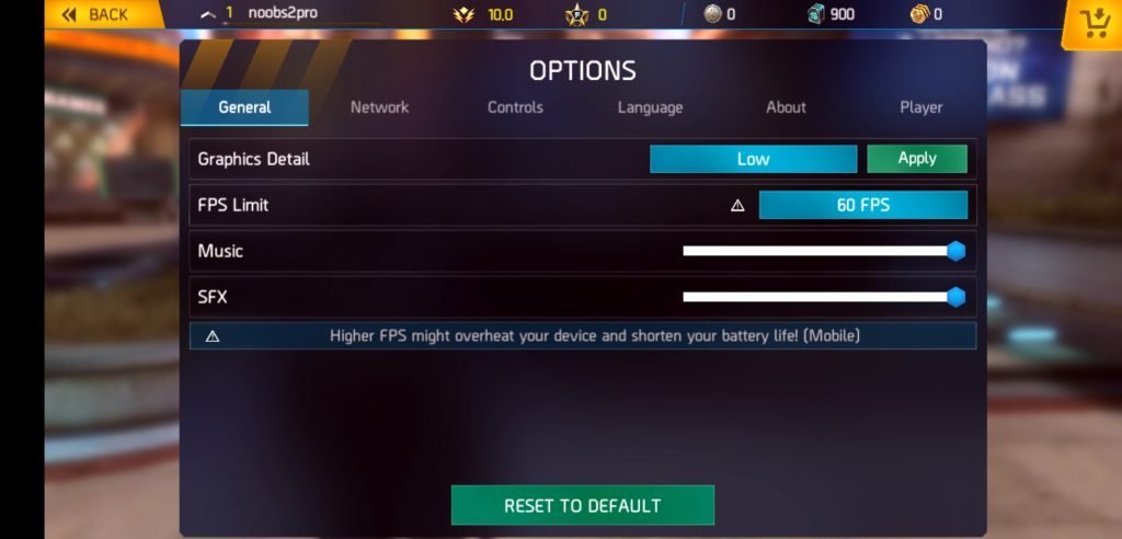settings for shadowgun legends to fix lag