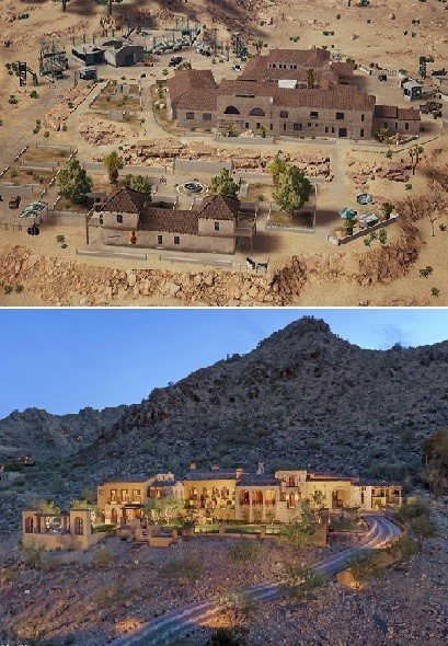 Hacienda del Patrón, Miramar Stone Mansion, Paradise valley, situated in Arizona. Hacienda del Patrón, Miramar real world location pubg Stone Mansion, Paradise valley, situated in Arizona.