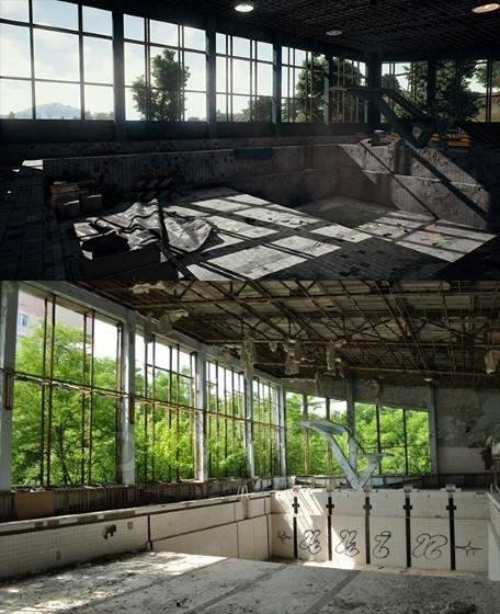 School Erangel, Pripyat swimming pool, Chernobyl Russia pubg real location