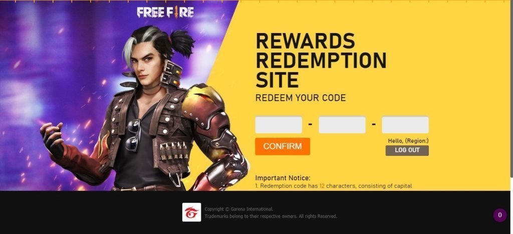 free fire code redemption official website