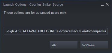 Counter Strike Source Steam Launch Options