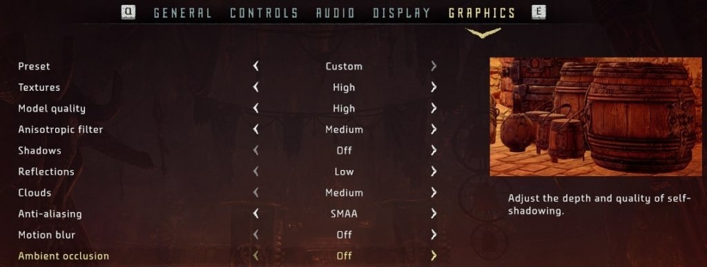 horizon zero dawn graphics settings to fix lag