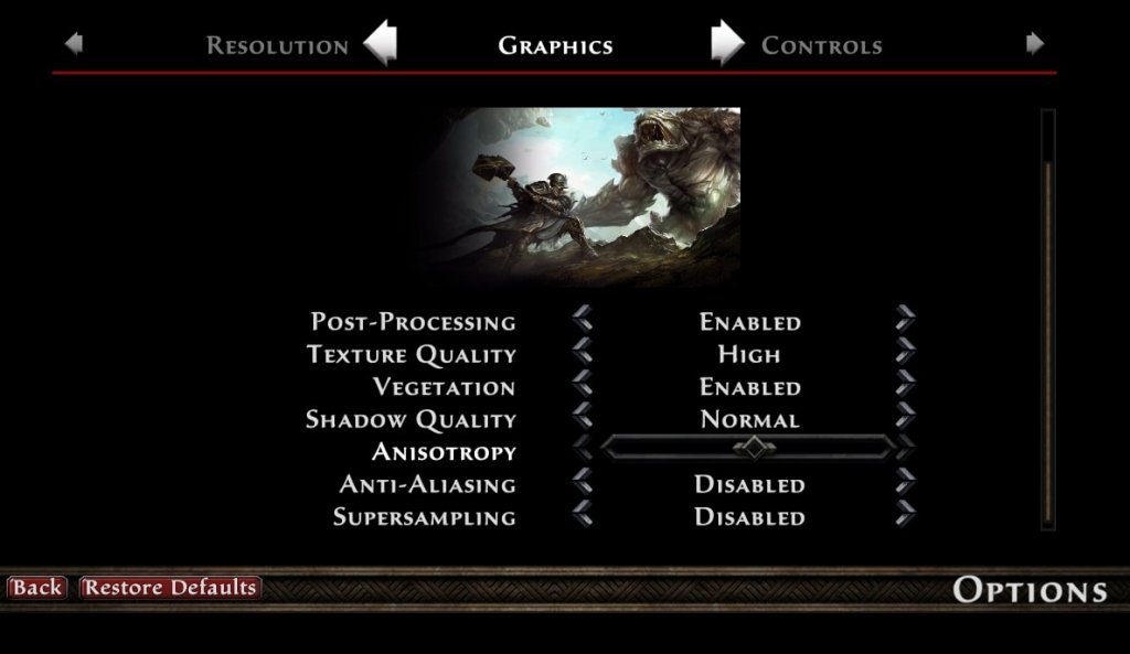 Kingdoms of Amalur Re:reckoning graphics settings